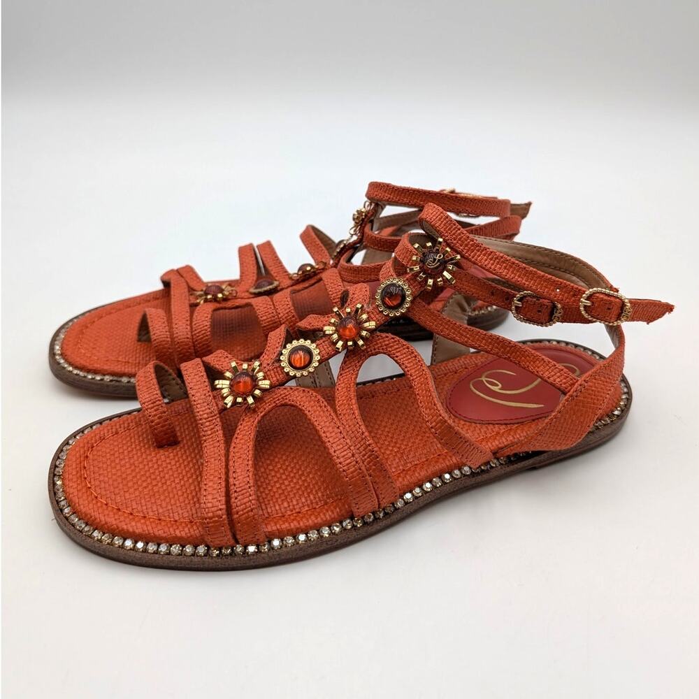 Sam Edelman Tianna Gladiator Sandals Buckle Women's Orange Size US8.5M EU39